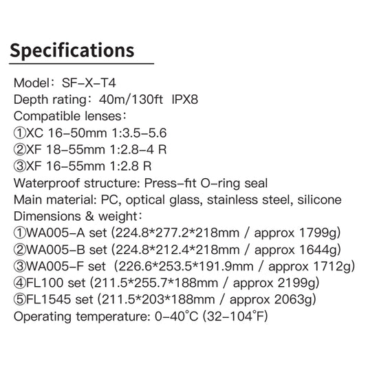 Underwater Housing for Fujifilm X-T4