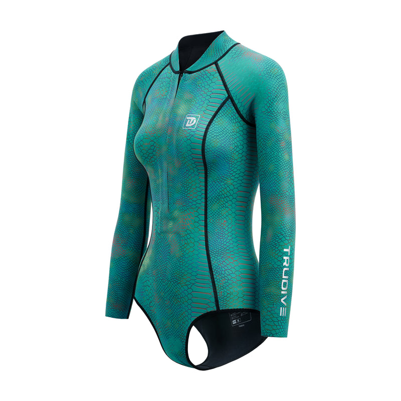 Load image into Gallery viewer, Turquoise Snake Skin Pattern Bikini 2mm Wetsuit
