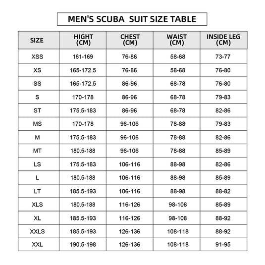 Men's High End Scuba Diving 3mm Wetsuit