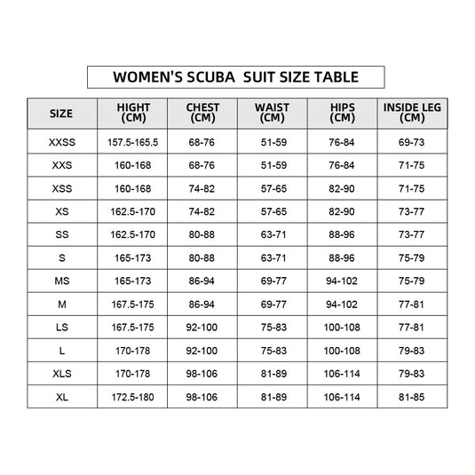 Women's High End Scuba Diving 3mm Wetsuit